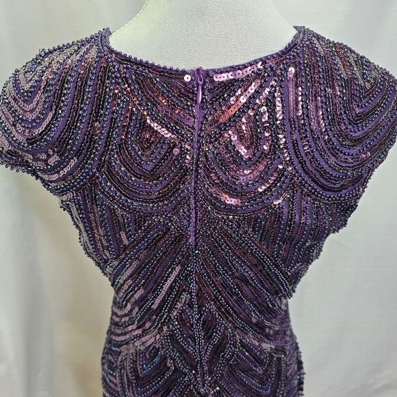 Purple Sequin Fringe Flapper Style Dress Size Small - Picture 10 of 12